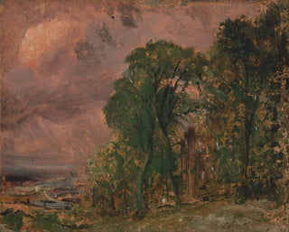 Een blik op Hampstead bij stormachtig weer - John Constable — weergave van het kunstwerk