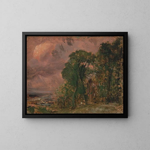 Een blik op Hampstead bij stormachtig weer - John Constable — ingelijst kunstwerk aan de muur