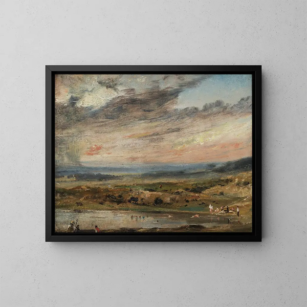 Hampstead Heath met vijver en zwemmers - John Constable — ingelijst kunstwerk aan de muur
