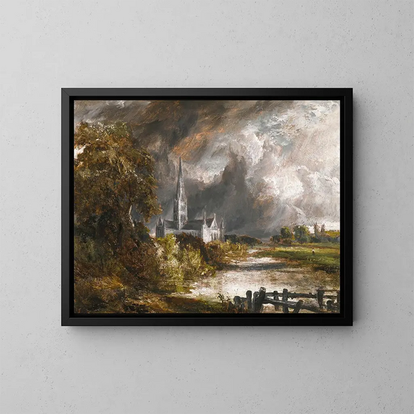 Salisbury Cathedral vanuit de weiden - John Constable — ingelijst kunstwerk aan de muur