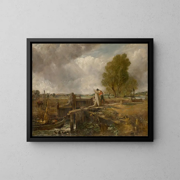 Studie van een boot die een sluis passeert - John Constable — ingelijst kunstwerk aan de muur