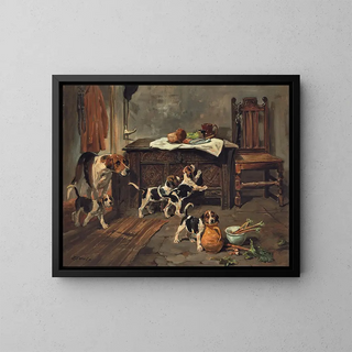 John Emms - Hounds And Puppies In An Interior.webp