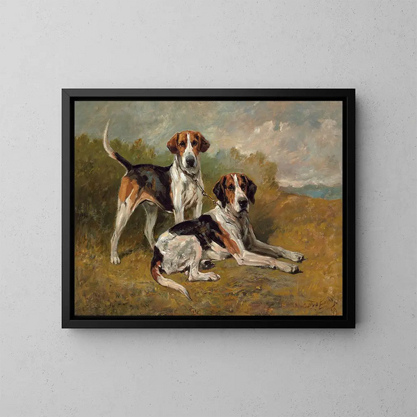 Twee honden rustend - John Emms — ingelijst kunstwerk aan de muur