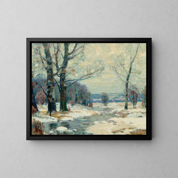 De magie van de winter in Woodstock, New York - John Fabian Carlson — ingelijst kunstwerk aan de muur