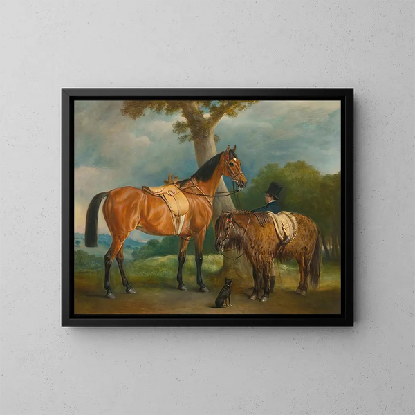 Dame Thorold, haar jager en een Shetland-paard met een hoefsmid - John Ferneley — ingelijst kunstwerk aan de muur