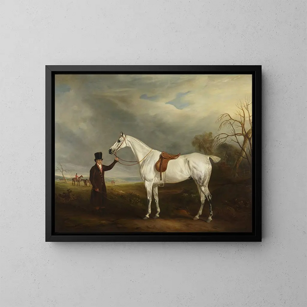De groom van Lord Howe met een grijze paard - John Ferneley — ingelijst kunstwerk aan de muur