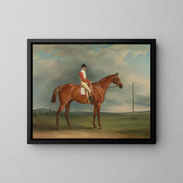 M. Sadler, een vosbruin renpaard met Chapple op de zadel - John Ferneley — ingelijst kunstwerk aan de muur