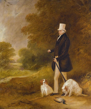 John Ferneley - Portrait Of Sir William Mordaunt Sturt Milner 4th Bt 17791855 With Two Clumber Spaniels Out Shooting.webp