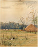Landschapschilderij van de herfst met een grote hooiberg - John Francis Murphy — weergave van het kunstwerk