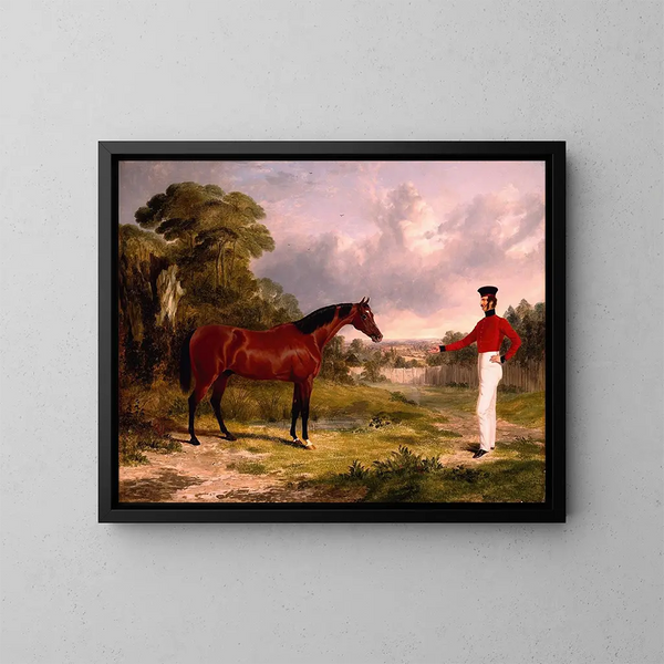 Een soldaat met een officier paard - John Frederick Herring de Oudere — ingelijst kunstwerk aan de muur