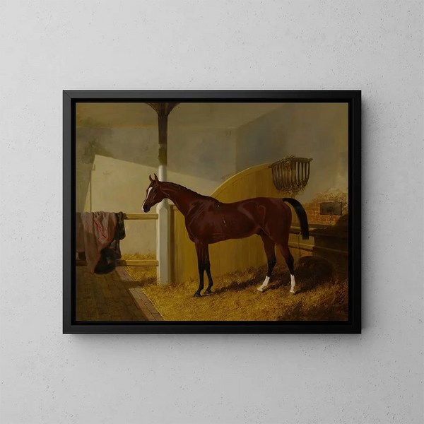 Orlando van kolonel Peel in een stallen - John Frederick Herring de Oude — ingelijst kunstwerk aan de muur