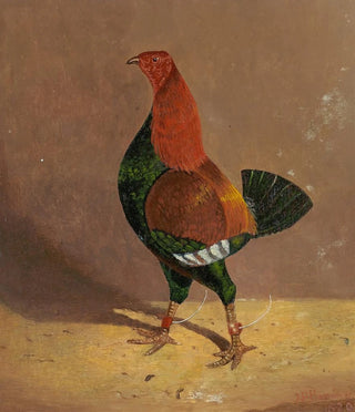John Frederick Herring Snr - Fighting Cocksa DarkBreasted Fighting Cock Facing Left.webp