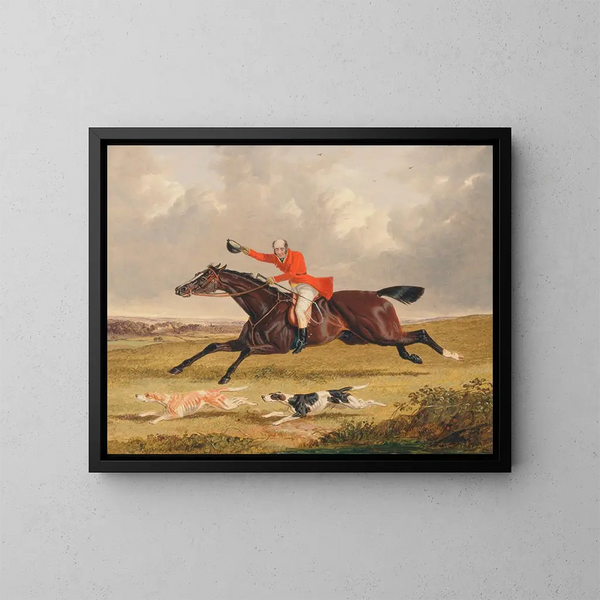 Jacht op de vos die de honden aanmoedigt - John Frederick Herring de Oudere — ingelijst kunstwerk aan de muur