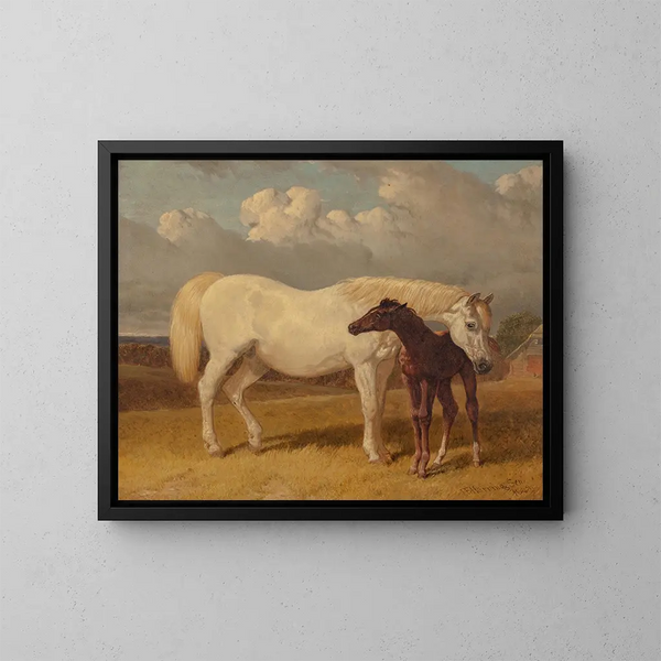 Paard en veulen - John Frederick Herring l'Ancien — ingelijst kunstwerk aan de muur