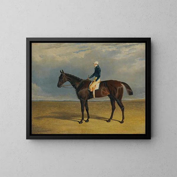 Margrave, een voskleurig renpaard met jockey James Robinson in Doncaster - John Frederick Herring de Oudere — ingelijst kunstwerk aan de muur