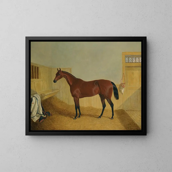 M. William Orde Bay, jonge merrie Beeswing in een stallen - John Frederick Herring de Oude — ingelijst kunstwerk aan de muur
