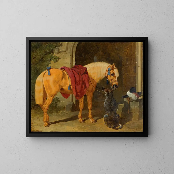 De ridder en zijn ruiter - John Frederick Herring de Oude — ingelijst kunstwerk aan de muur