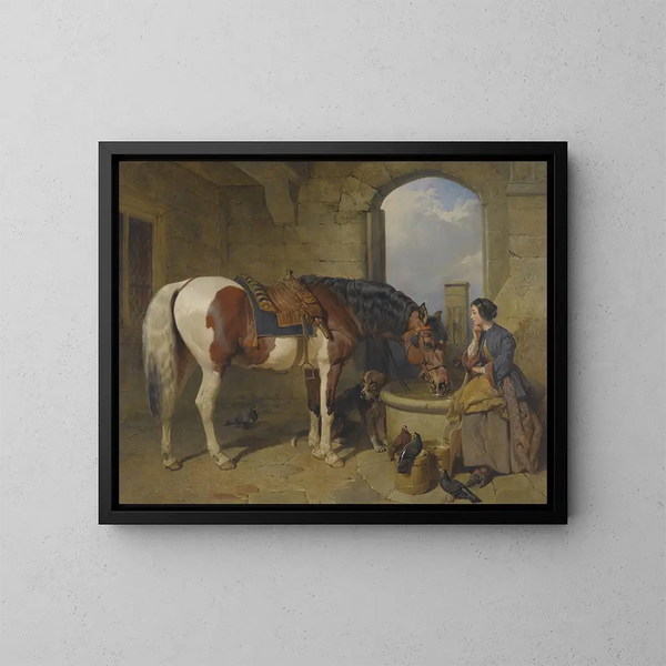 Le Lavoir - John Frederick Herring l'Ancien — ingelijst kunstwerk aan de muur