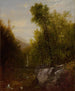 van de visserij bij een waterval in het bos - John Frederick Kensett — weergave van het kunstwerk