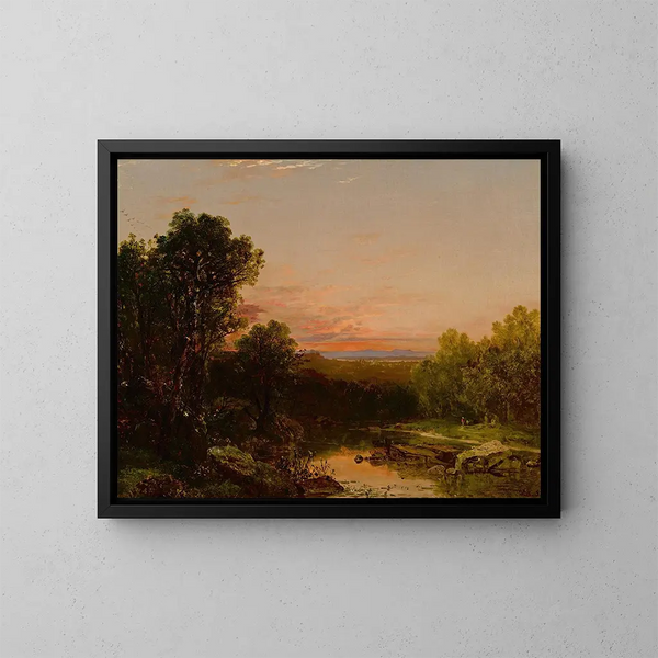Zonsondergang over de Catskills - John Frederick Kensett — ingelijst kunstwerk aan de muur