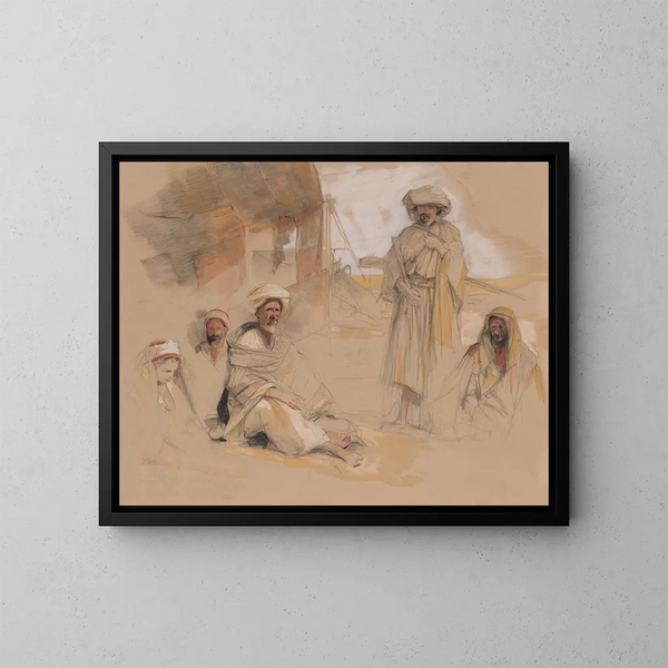 Een bedoeïenenkamp bij Gebel Tor in de Sinaï-woestijn - John Frederick Lewis — ingelijst kunstwerk aan de muur
