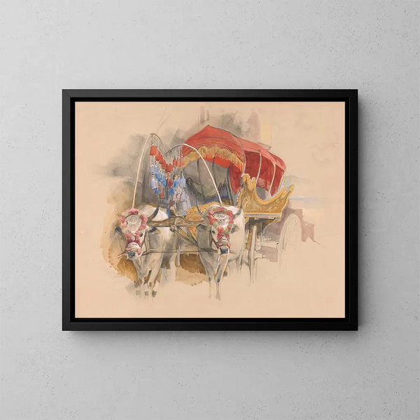van een Turkse araba getrokken door twee witte runderen in Constantinopel - John Frederick Lewis — ingelijst kunstwerk aan de muur