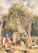 Jachtwachter en jongen die een konijn jagen - John Frederick Lewis — weergave van het kunstwerk