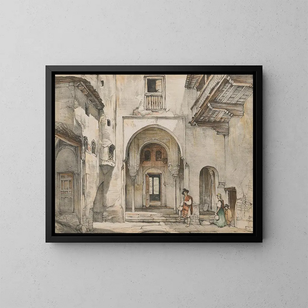 van het schetsboek en tekeningen van het Alhambra in Londen - John Frederick Lewis — ingelijst kunstwerk aan de muur