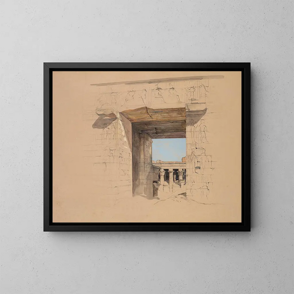De tempel van Edfou, de poort van de pyloon - John Frederick Lewis — ingelijst kunstwerk aan de muur