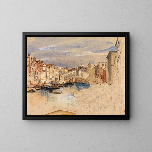 Venetië, het Groot Kanaal en de Rialto - John Frederick Lewis — ingelijst kunstwerk aan de muur