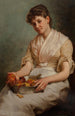 Fille épluchant des pommes - John George Brown — weergave van het kunstwerk