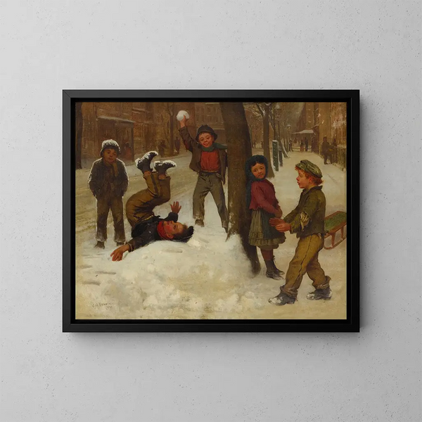 Winterspelen - John George Brown — ingelijst kunstwerk aan de muur