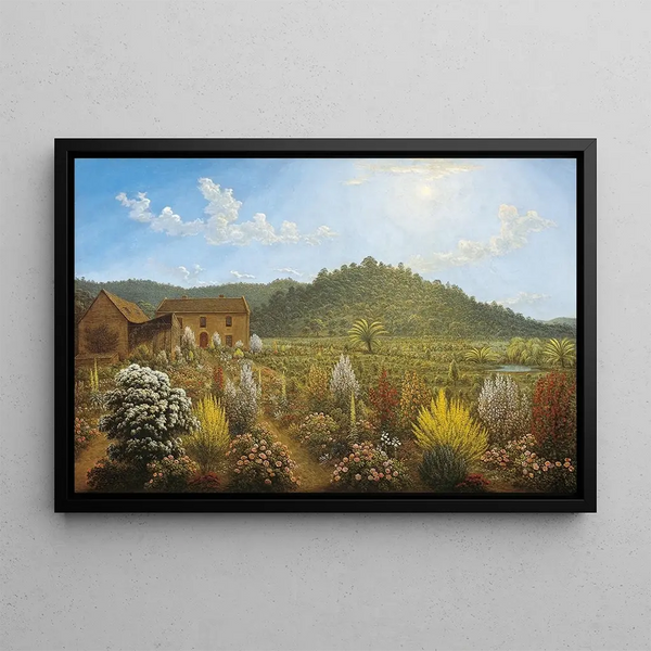 John Glover - A view of the artists house and garden in Mills Plains Van Diemens Land.webp