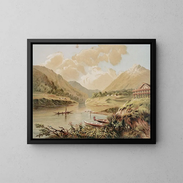 Scène en amont à Wanganui - John Gully — ingelijst kunstwerk aan de muur