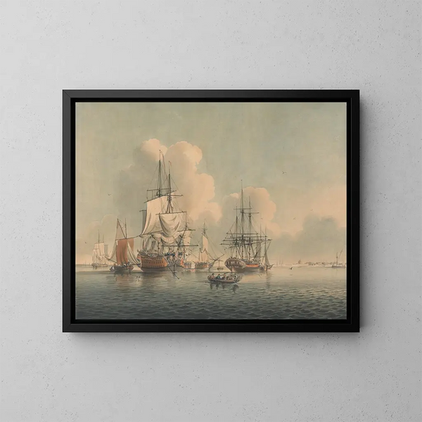 van oorlogsmannen voor de kust van Sheerness - John Harris — ingelijst kunstwerk aan de muur