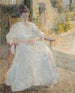 Figuur in de vrouw van de kunstenaar Sunlight - John Henry Twachtman — weergave van het kunstwerk