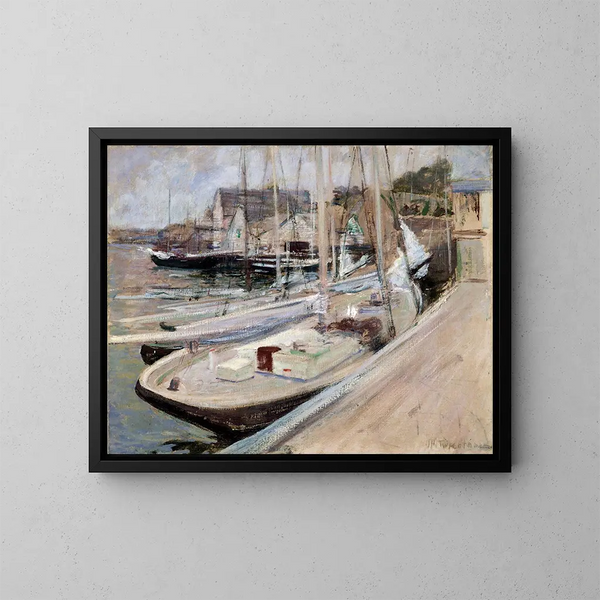 Vissersboten in Gloucester - John Henry Twachtman — ingelijst kunstwerk aan de muur