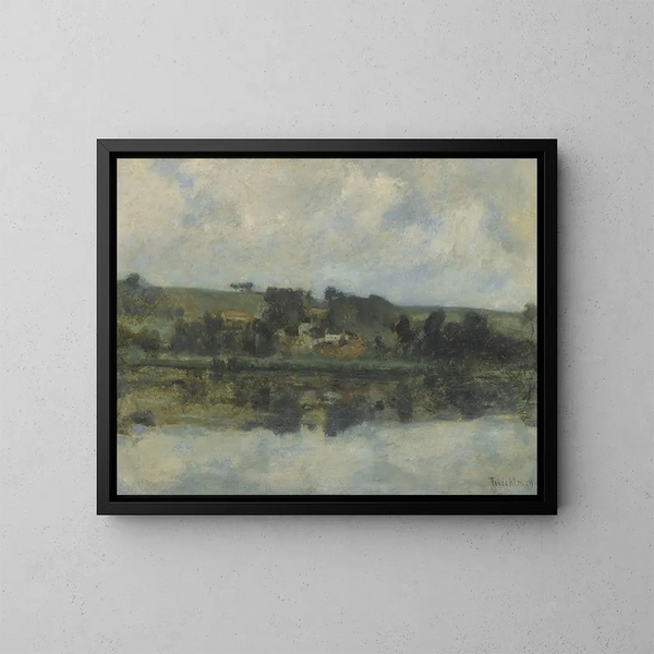 van een Franse rivier scène - John Henry Twachtman — ingelijst kunstwerk aan de muur