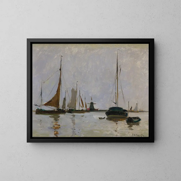 Rustige haven in Nederland - John Henry Twachtman — ingelijst kunstwerk aan de muur