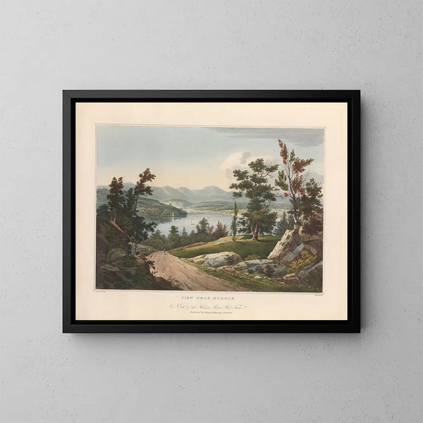 uitzicht bij Hudson - John Hill — ingelijst kunstwerk aan de muur