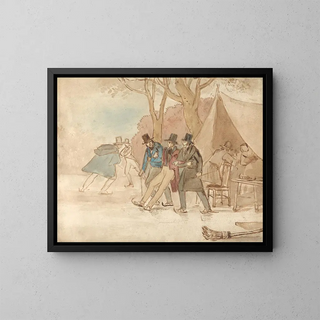 Schaatsen in het park - John James Chalon — ingelijst kunstwerk aan de muur
