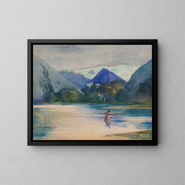 Entree van de rivier VaiTePiha, ankerplaats van de koks - John La Farge — ingelijst kunstwerk aan de muur