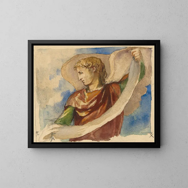 Studie voor een engel in de decoratie van de kerk van de Drie-eenheid in Boston - John La Farge — ingelijst kunstwerk aan de muur