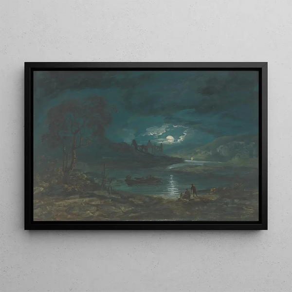 John Laporte - Night River Landscape with a Ruined Abbey.webp