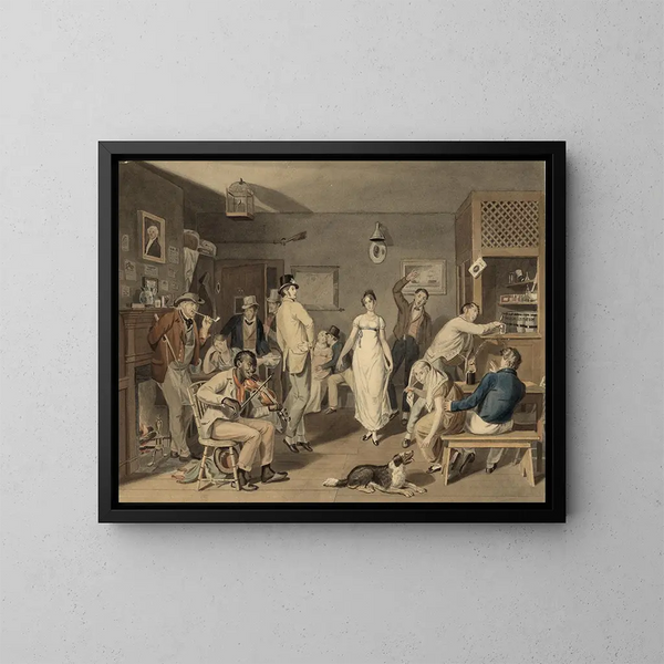 Dans in een bar - John Lewis Krimmel — ingelijst kunstwerk aan de muur