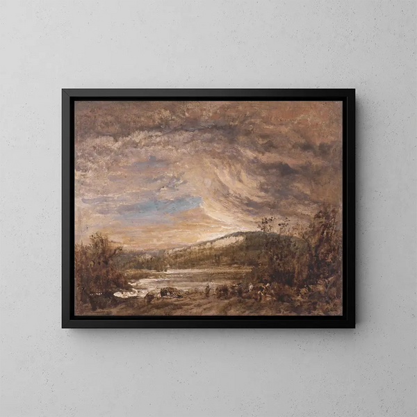 Een rivierlandschap - John Linnell — ingelijst kunstwerk aan de muur
