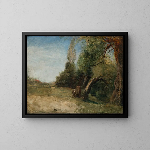 Allée d'orme avec le ruisseau de Bayswater à côté - John Linnell — ingelijst kunstwerk aan de muur