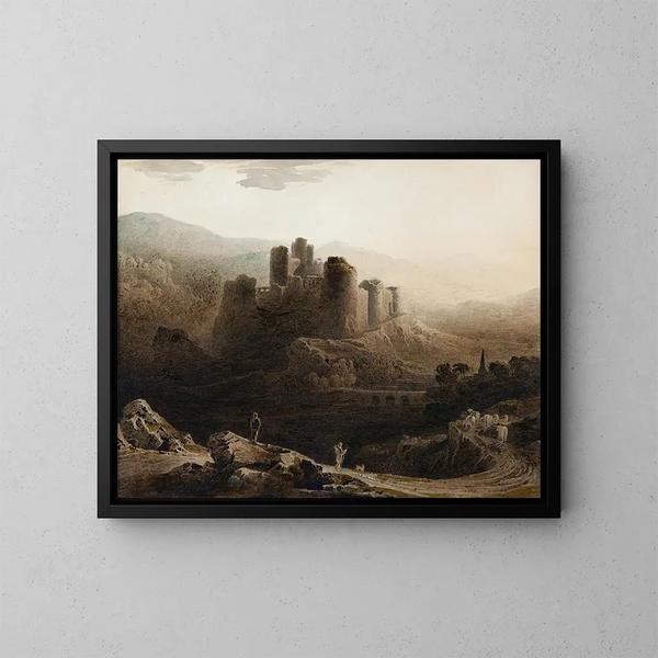 Maan op het kasteel van Chepstow - John Martin — ingelijst kunstwerk aan de muur