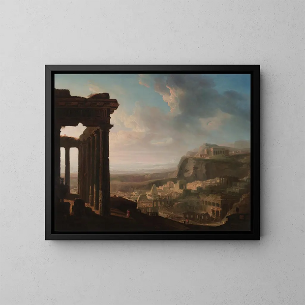 Ruïnes van een oude stad - John Martin — ingelijst kunstwerk aan de muur