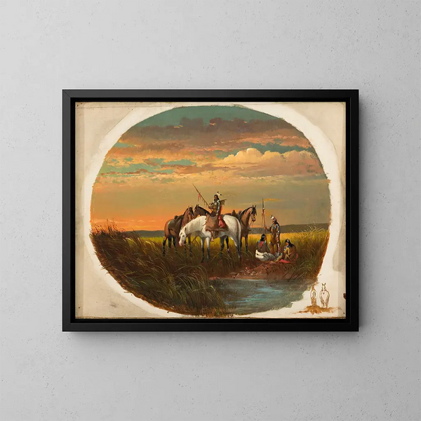 Een pauze op de prairie om te roken - John Mix Stanley — ingelijst kunstwerk aan de muur